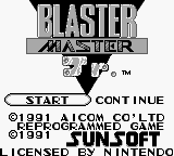 Blaster Master Jr. title screen for GameBoy